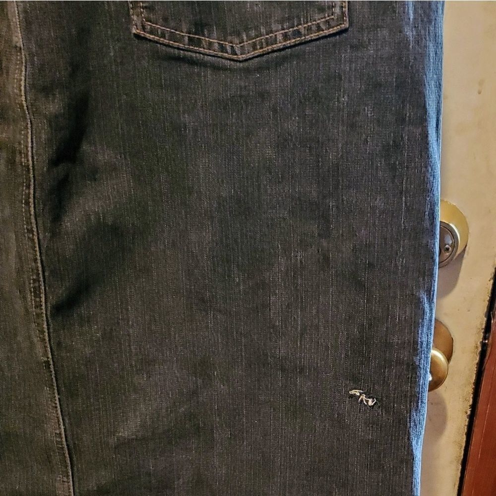 Ann Taylor Loft black jean skirt with front split - Picture 2 of 8